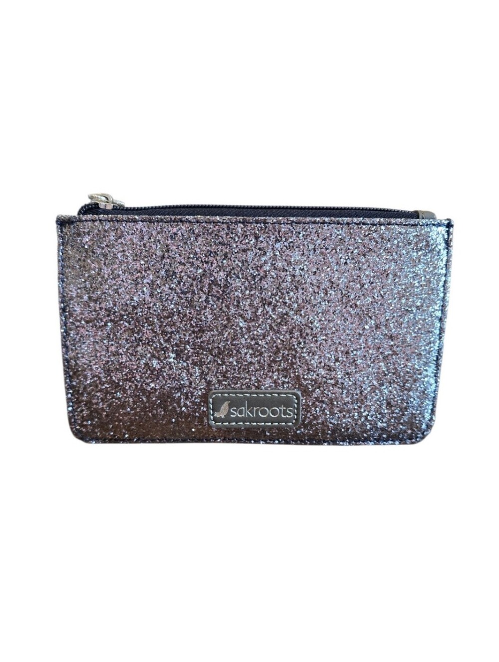 Sakroots Spirit Desert Floral Navy Blue Glitter Zip Pouch Card Organizer